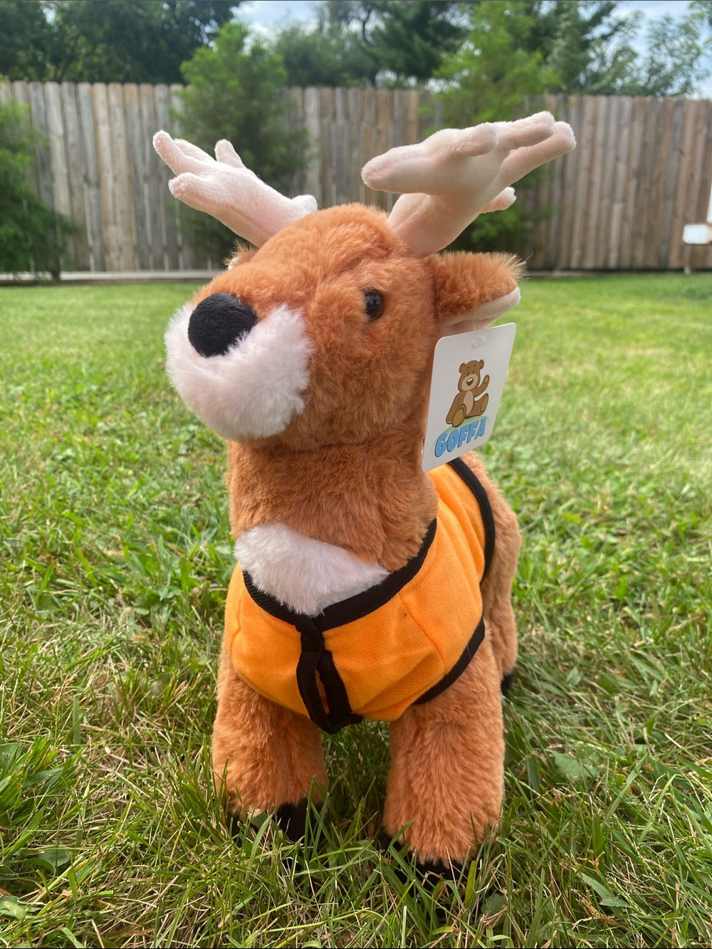 Plush Mills Fleet Farm Deer Toy in Orange Vest - Soft Stuffed Animal